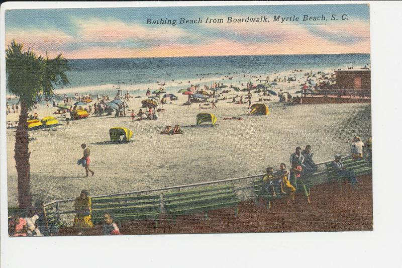 SC LN Myrtle Beach Beach from Boardwalk AUG 16 1950