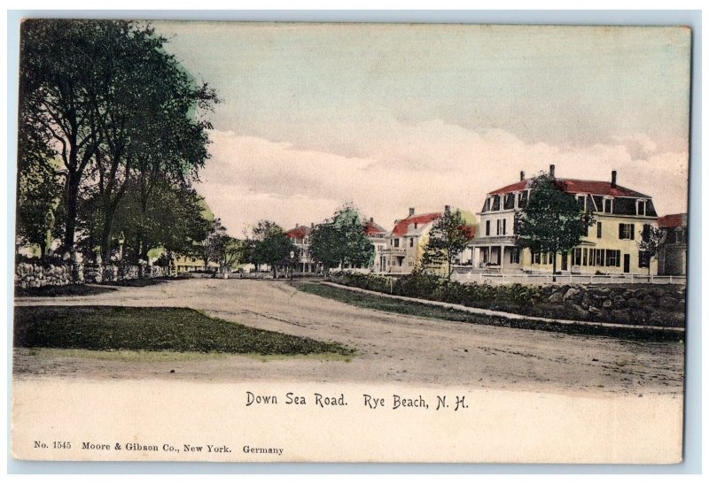 c1905 Down Sea Road Dirt Road Building Trees Rye Beach New Hampshire NH Postcard
