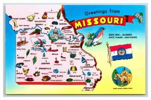 Map View Large Letter Greetings From Missouri MO UNP Chrome Postcard S8