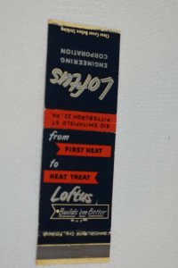 Loftus Engineering Corporation Pittsburgh PA 20 Strike Matchbook Cover