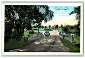 c1910's Drive In Oleson Park Car Scene Fort Dodge Iowa IA Antique Postcard