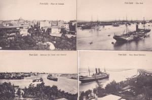 Port Said Ferry Ships Egypt Steamer Boats 4x Antique Egyptian Postcard s