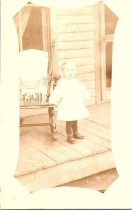 RPPC Postcard Baby Albert on Veranda Next to Chair c1930