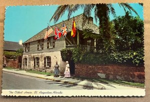 VINTAGE UNUSED  POSTCARD - THE OLDEST HOUSE, ST. AUGUSTINE, FLORIDA