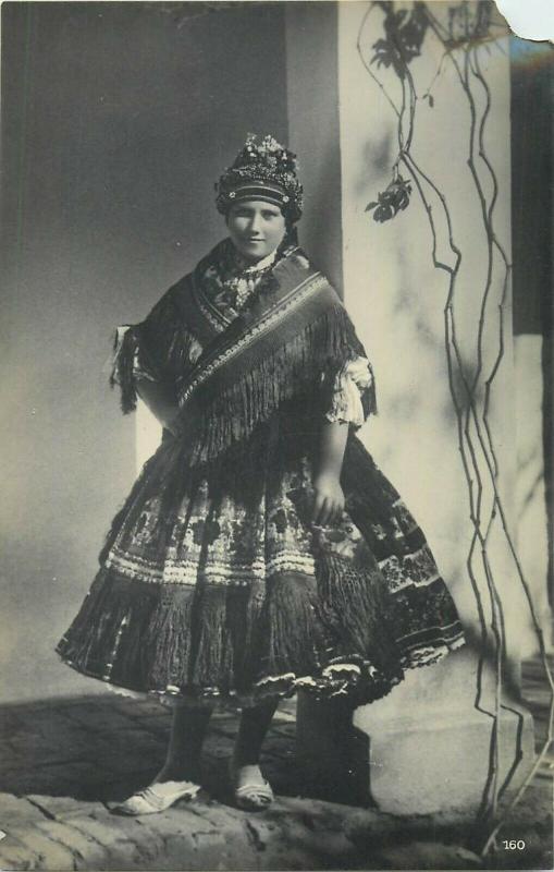 Sarkoz ethnic girl hungarian type folk costumes Hungary photo postcard