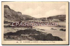 Old Postcard SAINT-MICHEL-en-Greve beach