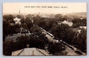 J90/ Juneau Wisconsin RPPC Postcard c1910 South from Water Tower Homes 336