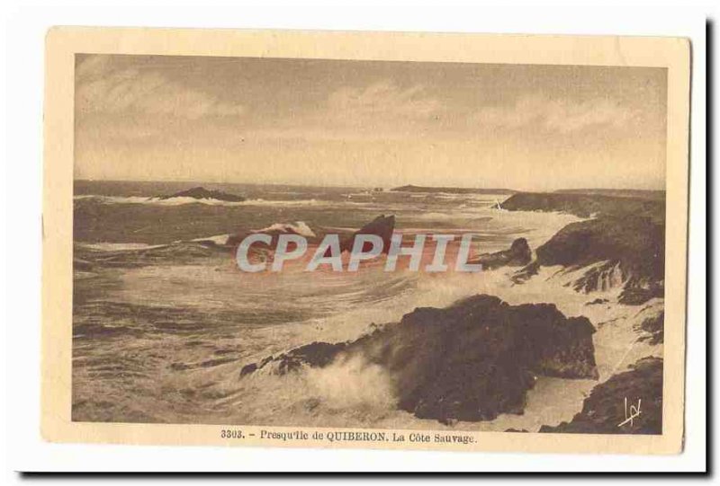 Old Postcard Quiberon Presqu'ile de 39ile The wild coast