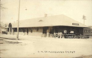 Menominee Michigan? CNW RR Train Station Depot c1910 Real Photo Postcard