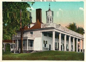 Vintage Postcard 1920's View of Washington's Mansion Mt. Vernon Virginia VA