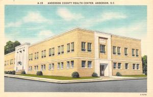 ANDERSON, SC South Carolina   ANDERSON COUNTY HEALTH CENTER    c1940's Postcard