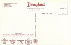 Disneyland, O-1, Sleeping Beauty Castle, Mark Twain, etc, Vintage Postcard