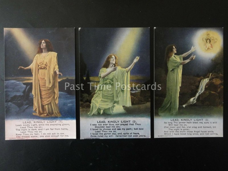 WW1 LEAD KINDLY LIGHT Bamforth Song Cards set of 3 No 4837 1/2/3