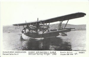 Aviation Postcard - Short Singapore 1 G-EBUP Plane, African Survey Flight - 2739