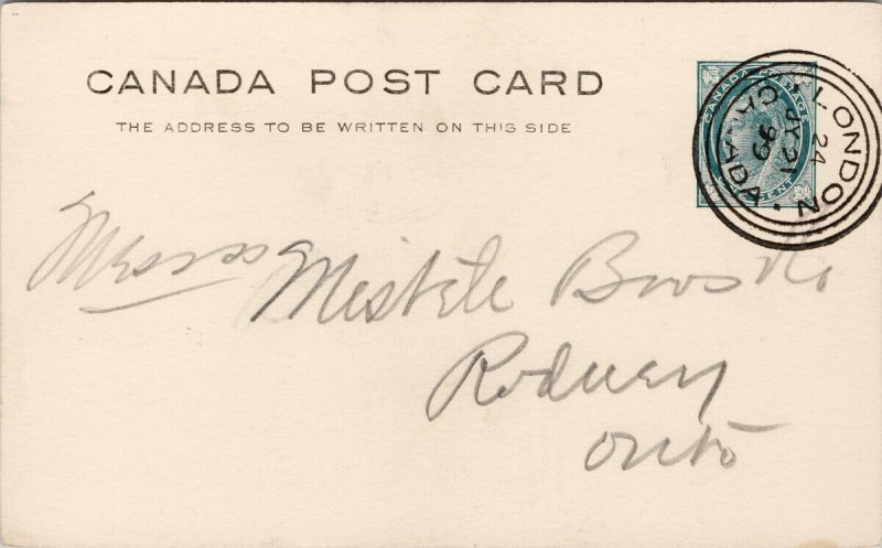1899 Lucas Steele & Bristol Advert Hamilton ON Three Ring Cancel Postcard E88