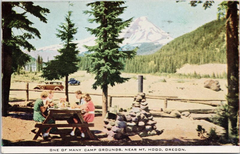 Mt Hood OR Picnic at Camp Ground Give Red Cross War Fund Cancel Postcard G75