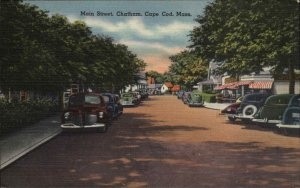 Cape Cod Massachusetts MA Chatham Main Street Linen Vintage Postcard