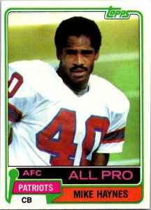 1981 Topps Football Card Mike Haynes New England Patriots sk10377