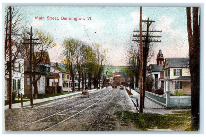 1908 Scene at Main Street Bennington Vermont VT Antique Posted Postcard