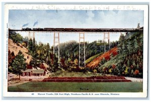 1914 Marent Trestle Northern Pacific Railroad Near Missoula Montana MT Postcard