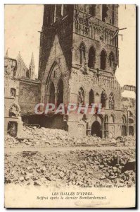 Old Postcard The d & # 39Ypres Belfry halls after the bombing Army