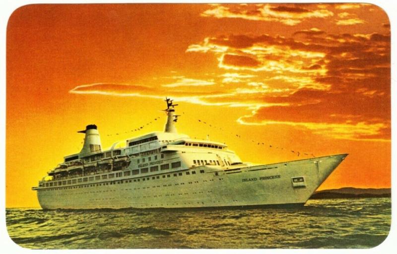 Princess Cruises Ship MS Island Princess Postcard 1970s