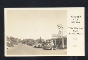 RPPC BOULDER CITY NEVADA STREET SCENE OLD CARS CAF� REAL POTO POSTCARD