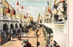 Buildings and Elevated Promenade, Luna Park Coney Island, NY, USA Amusement P...