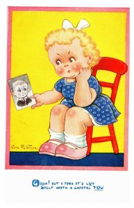 Vera Paterson Girl Looking at Photo of Boy I Fink It's Luv 5249 Postcard S12