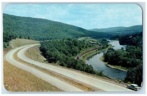 1960 View Of Route 17 Four Lane Highway Riverside Handcock New York NY Postcard