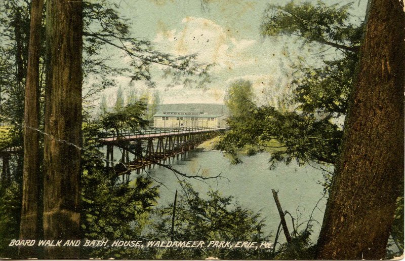 PA - Erie. Waldameer Park, South Boardwalk & Bath House