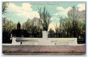 1912 Front View Harrison Monument Indianapolis Indiana Antique Vintage Postcard