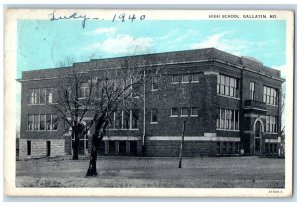 Gallatin Missouri MO Postcard High School Exterior Building 1940 Vintage Antique