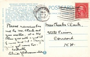 Vintage Postcard 1927 Michigan Ave. North From Blackstone Hotel Chicago Illinois