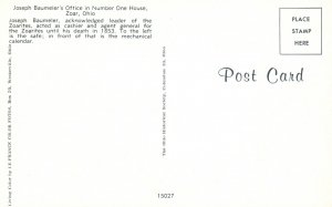 Vintage Postcard Joseph Baumeler's Office in Number One House Zoar Ohio OH
