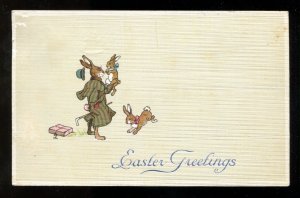 dc97 - EASTER Greetings 1915 Dressed Rabbit, Bunnies. Canada. Postcard