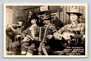 RPPC Wall South Dakota Cow Boy Orchestra Drug Store Postcard