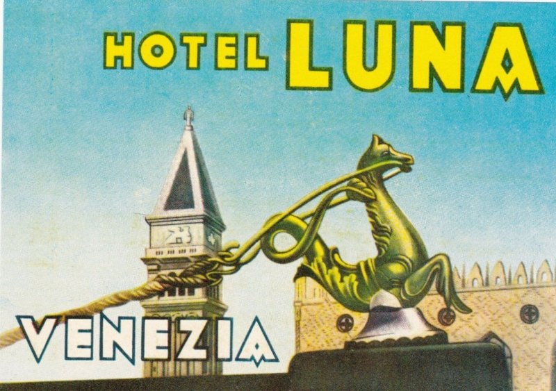 Italy Venezia Hotel Luna Vintage Luggage Label sk1142