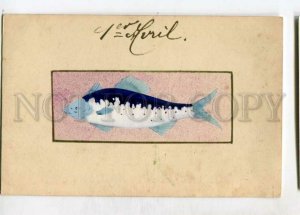 3146573 ART NOUVEAU 1st April FISH Fishing Vintage HAND PAINTED