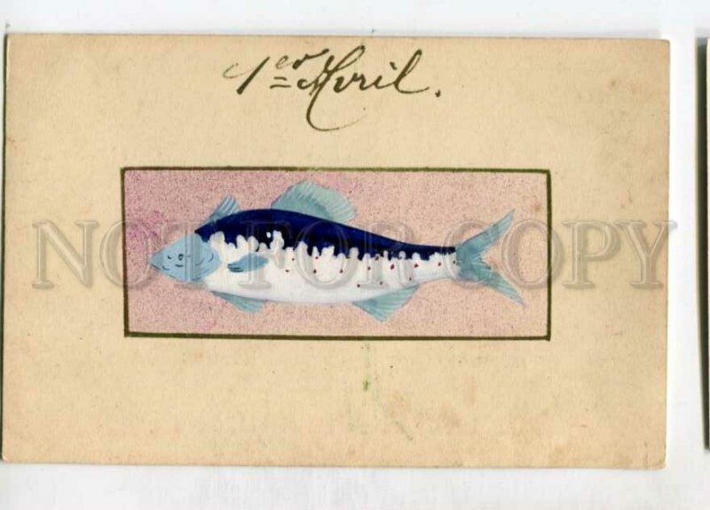 3146573 ART NOUVEAU 1st April FISH Fishing Vintage HAND PAINTED