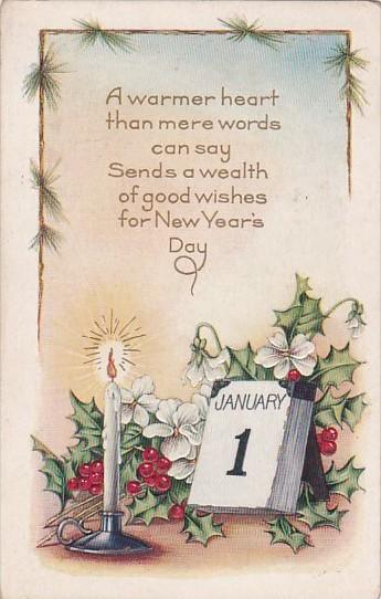 New Year Candle and Calendar 1917