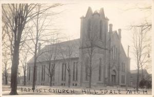 Hillsdale Michigan~Baptist Church in Winter~Arched Windows~Vintage RPPC Postcard