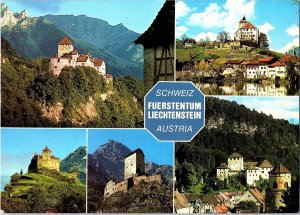 Multi-View Liechtenstein, Switzerland and Austria Castles 1960s Postcard