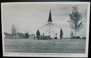 Vintage Postcard 1941 Typical Chapel, Aberdeen Proving Ground, MD (REAL PHOTO)