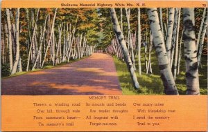 Shelburne Memorial Highway White Mountains New Hampshire Poem Linen Postcard 