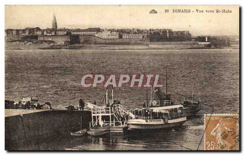 Old Postcard View to Dinard St Malo Ferries white Stars