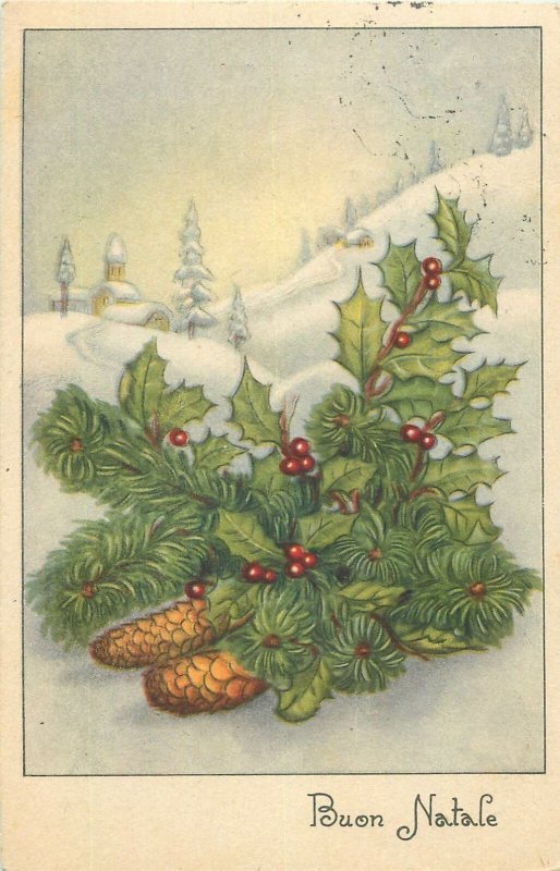 Greetings christmas winter snow buon natale Postcard