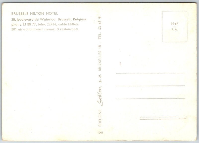 Brussels Belgium Continental Postcard Brussels Hilton Hotel