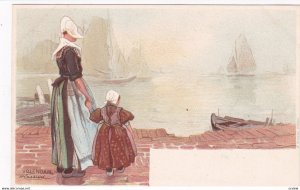 AS: H. Cassiers, Woman & Child Looking At The Sailboats, Volendam, Netherland...