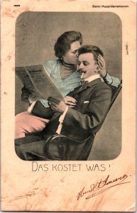 Romantic Couple Das Kostet Was! Vintage Postcard 09.71